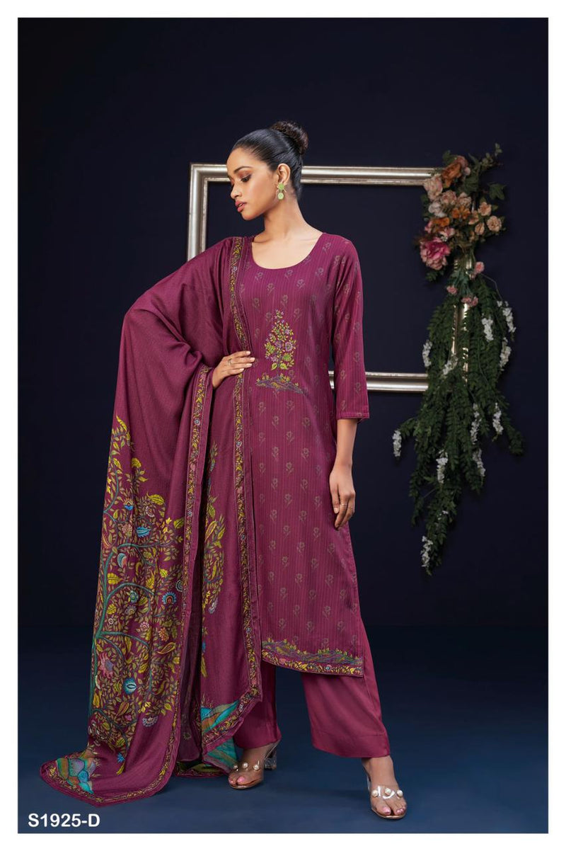 Ganga Oceana 1925 Pashmina Printed With Embroidery Work Suit Collection