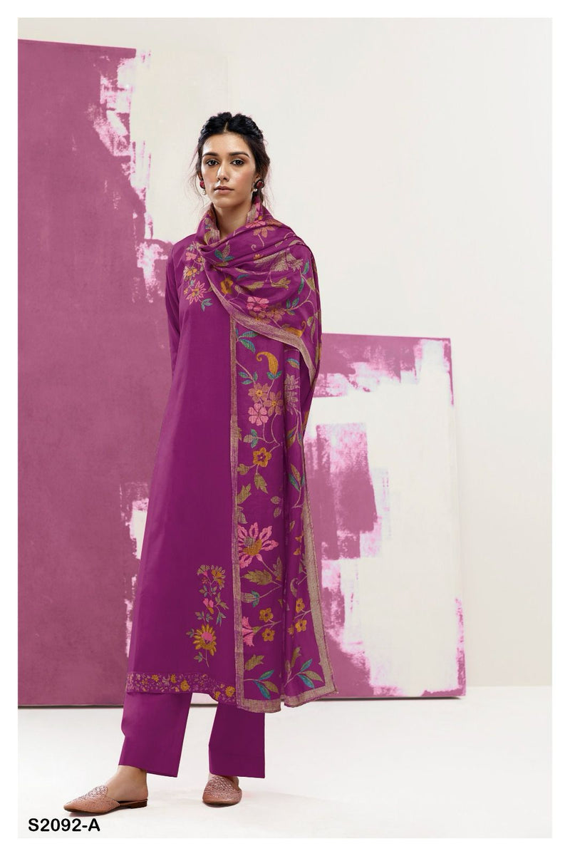 Ganga Odell 2092 Pashmina Solid With Embroidery Designer Suit Collection