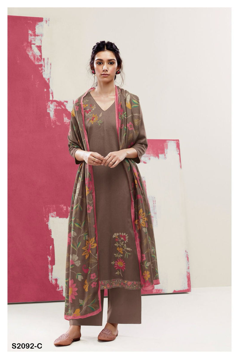 Ganga Odell 2092 Pashmina Solid With Embroidery Designer Suit Collection