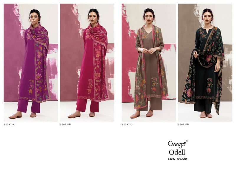 Ganga Odell 2092 Pashmina Solid With Embroidery Designer Suit Collection