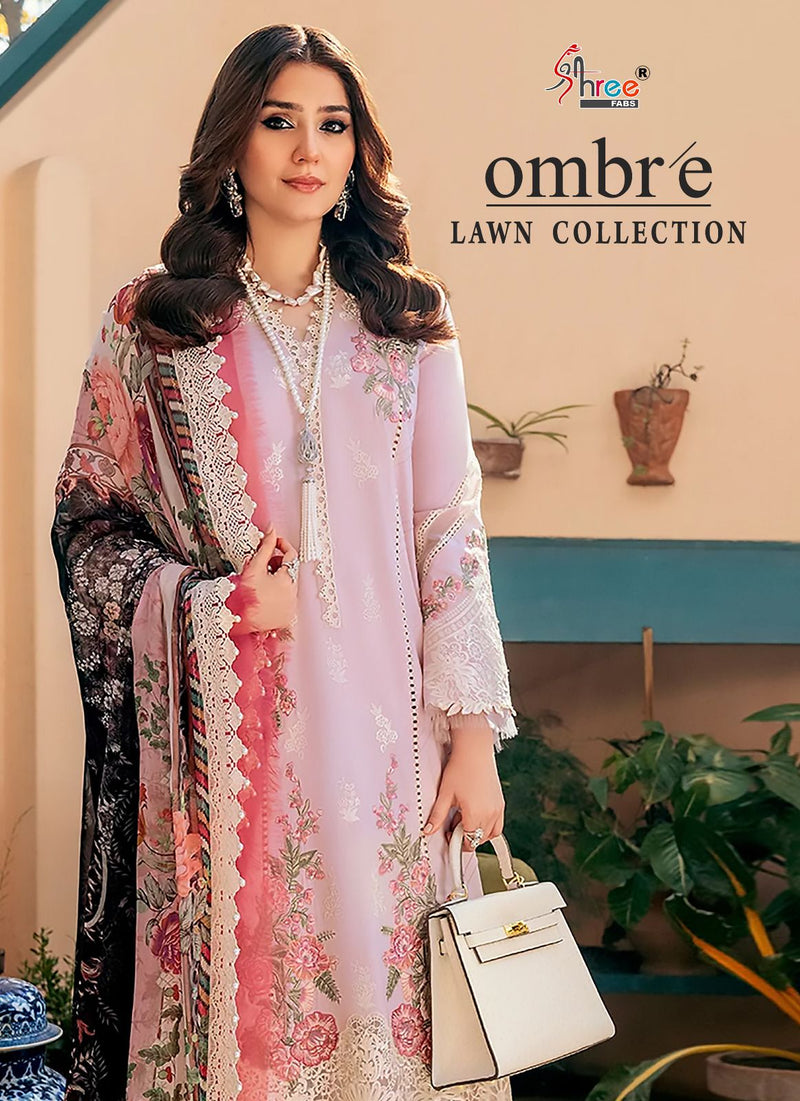 Shree Fabs Ombre Lawn Collection Embroidery Designer Pure Lawn Cotton Suits