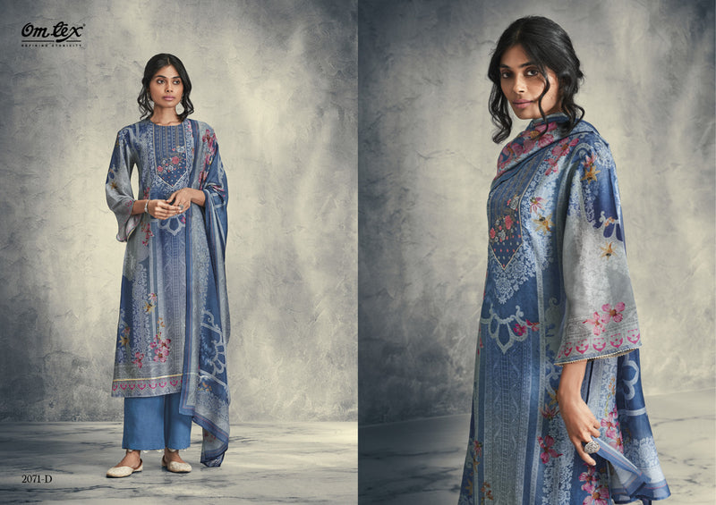 Omtex Swara Muslin Digital Print With Fancy Embroidery Work Suits