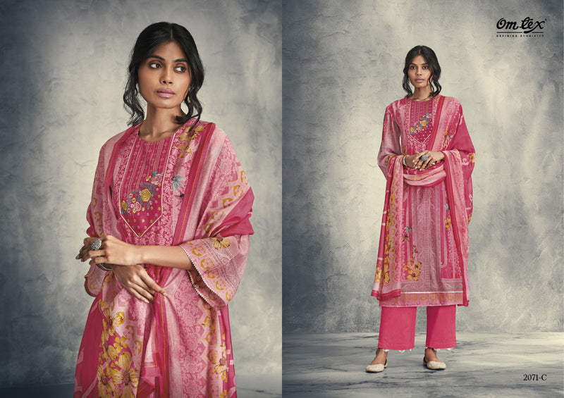 Omtex Swara Muslin Digital Print With Fancy Embroidery Work Suits