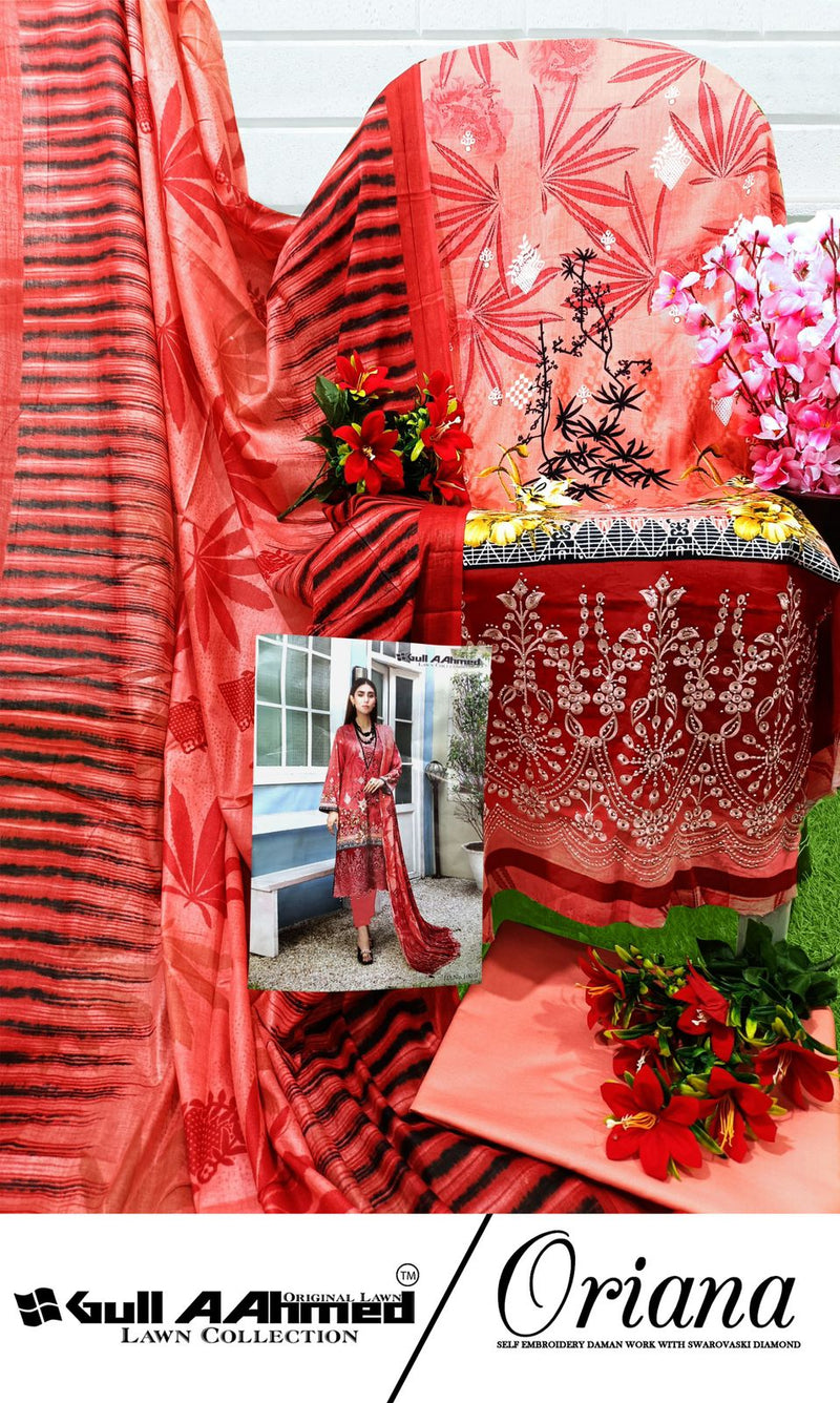 Gull Aahmed Oriana Lawn Cotton Self Embroidery Work Exclusive Salwar Kameez