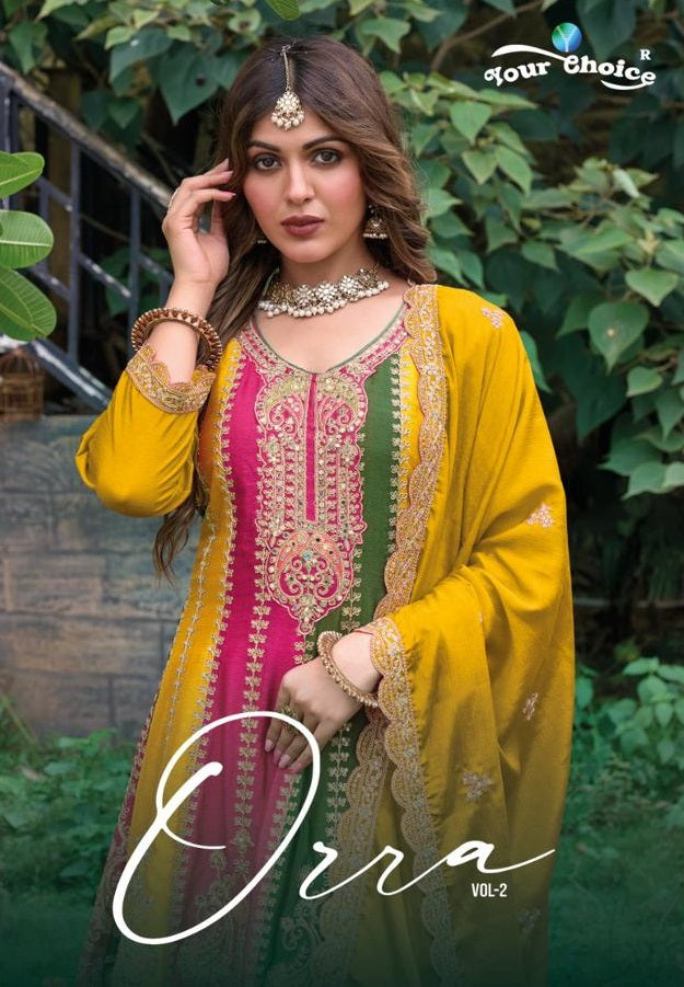 Your Choice Orra Vol 2 Chinon With Heavy Embroidery Readymade Suit