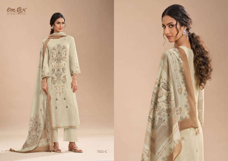 Om Tex Shireen Linen Digital Print Embrodered Handwork Salwar Kameez
