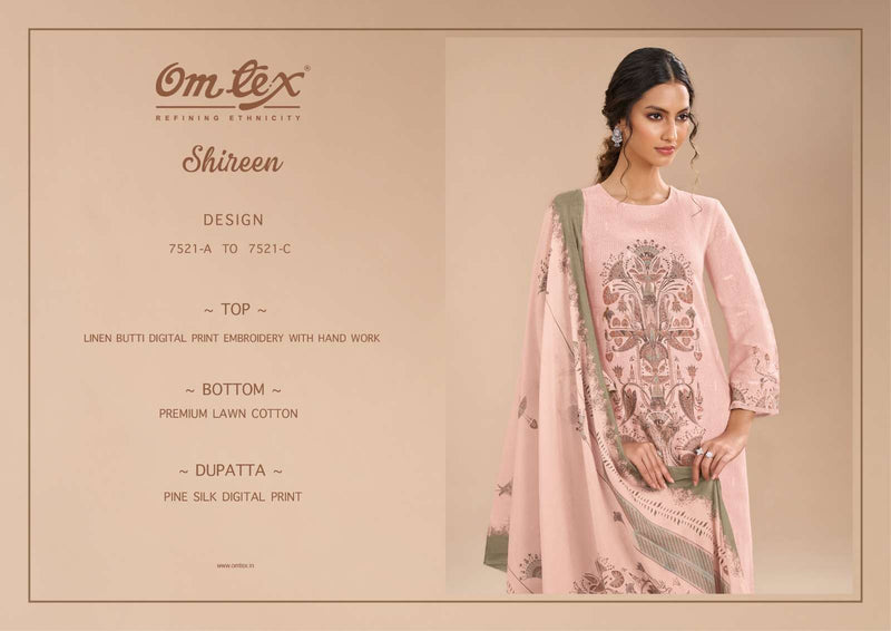 Om Tex Shireen Linen Digital Print Embrodered Handwork Salwar Kameez