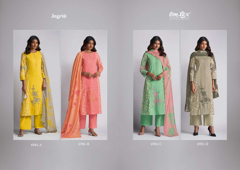 Omtex Jagriti Lawn Cotton Digital Print Embroidered Work Salwar Kameez