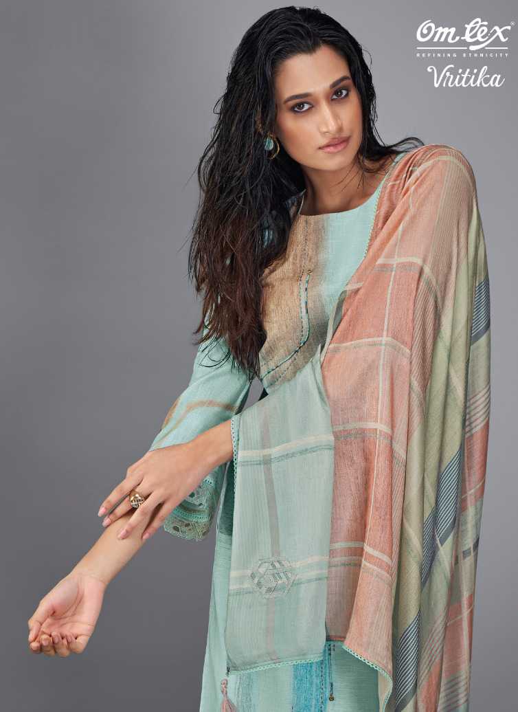 Omtex Vritika Linen Cotton Digital Print Embroidery With Hand Work Salwar Kameez
