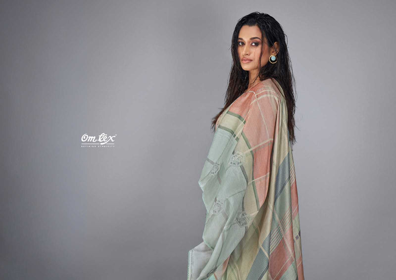 Omtex Vritika Linen Cotton Digital Print Embroidery With Hand Work Salwar Kameez