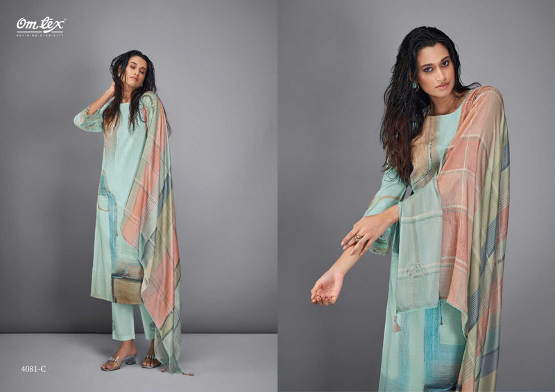 Omtex Vritika Linen Cotton Digital Print Embroidery With Hand Work Salwar Kameez
