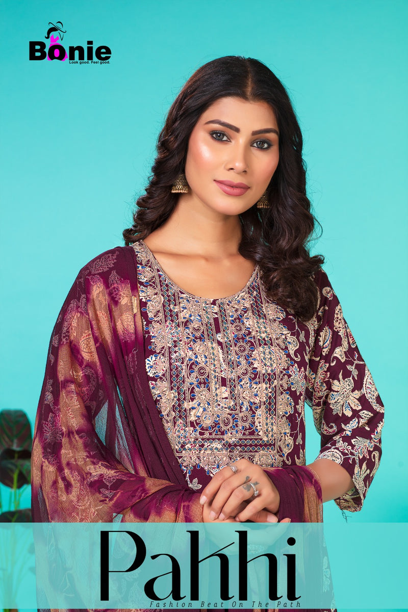 Bonie Pakhi Rayon Printed Fancy Kurti With Pant Collections