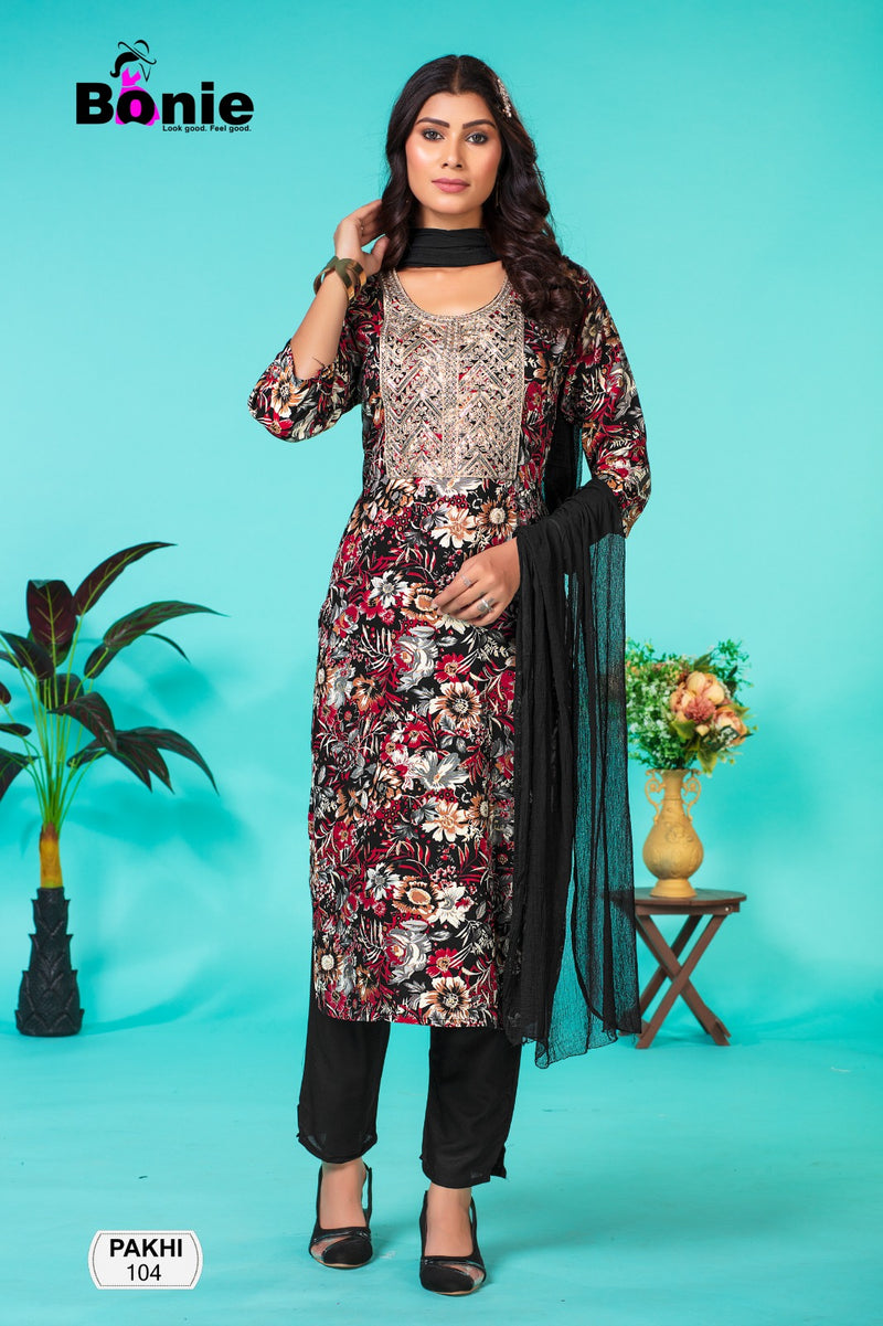 Bonie Pakhi Rayon Printed Fancy Kurti With Pant Collections