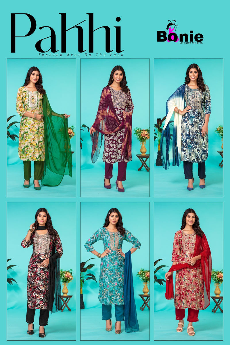 Bonie Pakhi Rayon Printed Fancy Kurti With Pant Collections