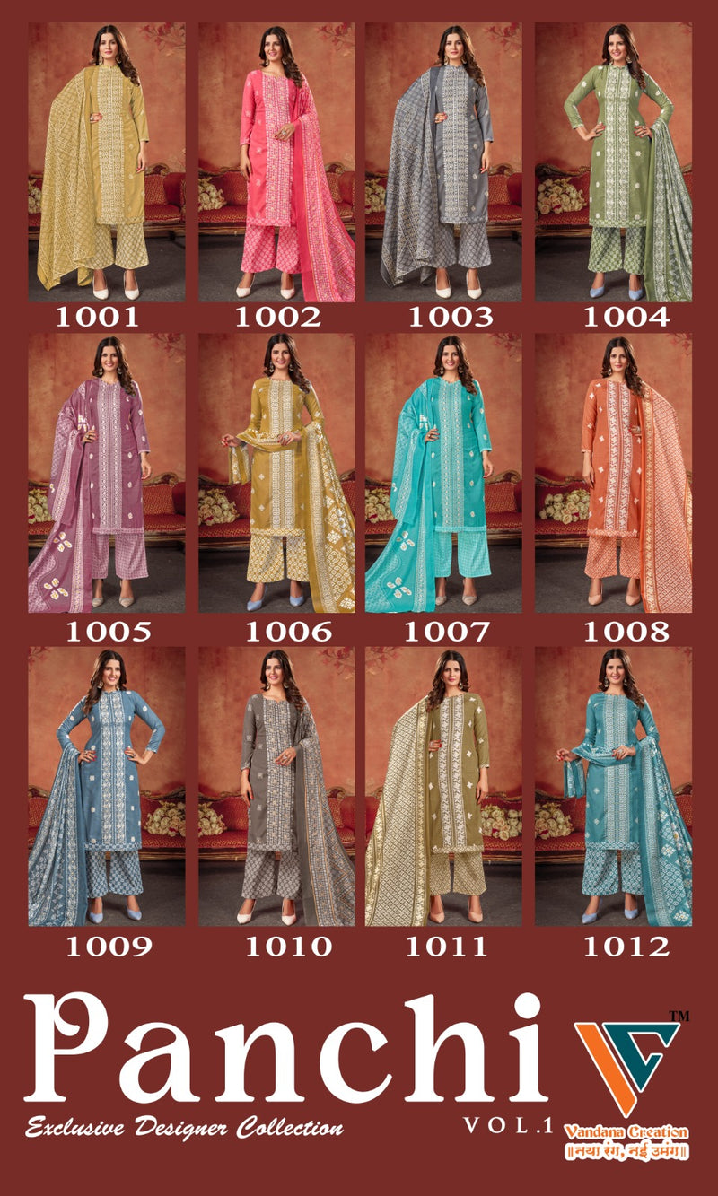 Vandana Creation Panchi Vol1 Cotton With Sequence Work Salwar Suits