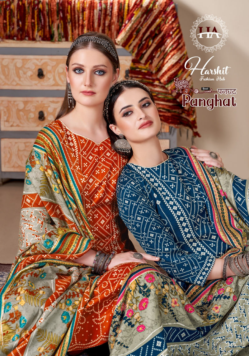 Harshit Fashion Hub Panghat Pashmina Designer Print Winter Suit Collection