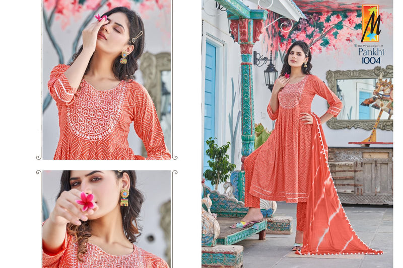 Master Pankhi Rayon Bandhani Prints Fancy Sequence Work Kurti Combo
