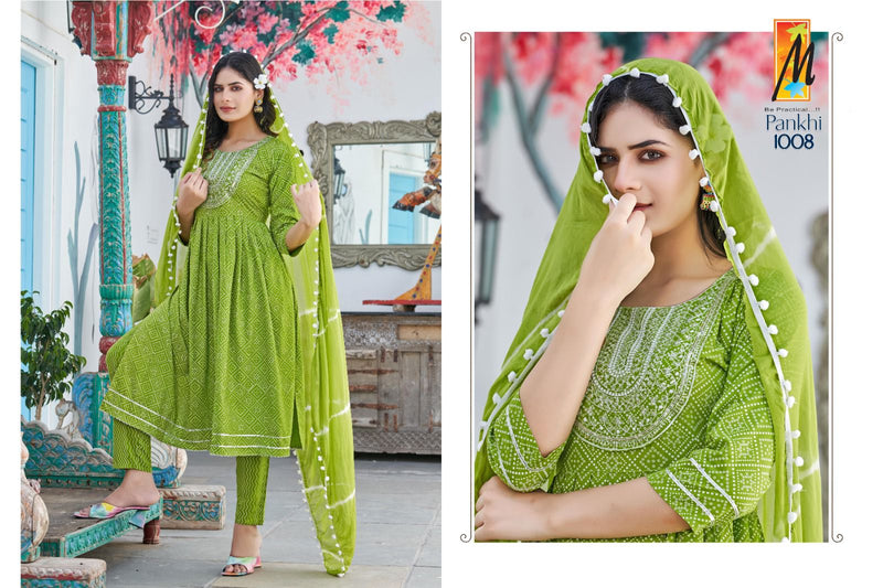 Master Pankhi Rayon Bandhani Prints Fancy Sequence Work Kurti Combo