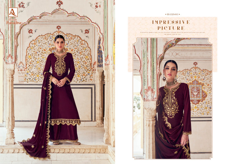 Alok Suits Paradise Velvet Embroidery Work Designer Winter Wear Suit Collection
