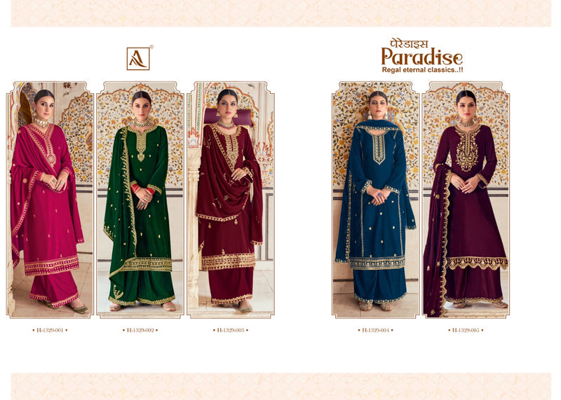 Alok Suits Paradise Velvet Embroidery Work Designer Winter Wear Suit Collection