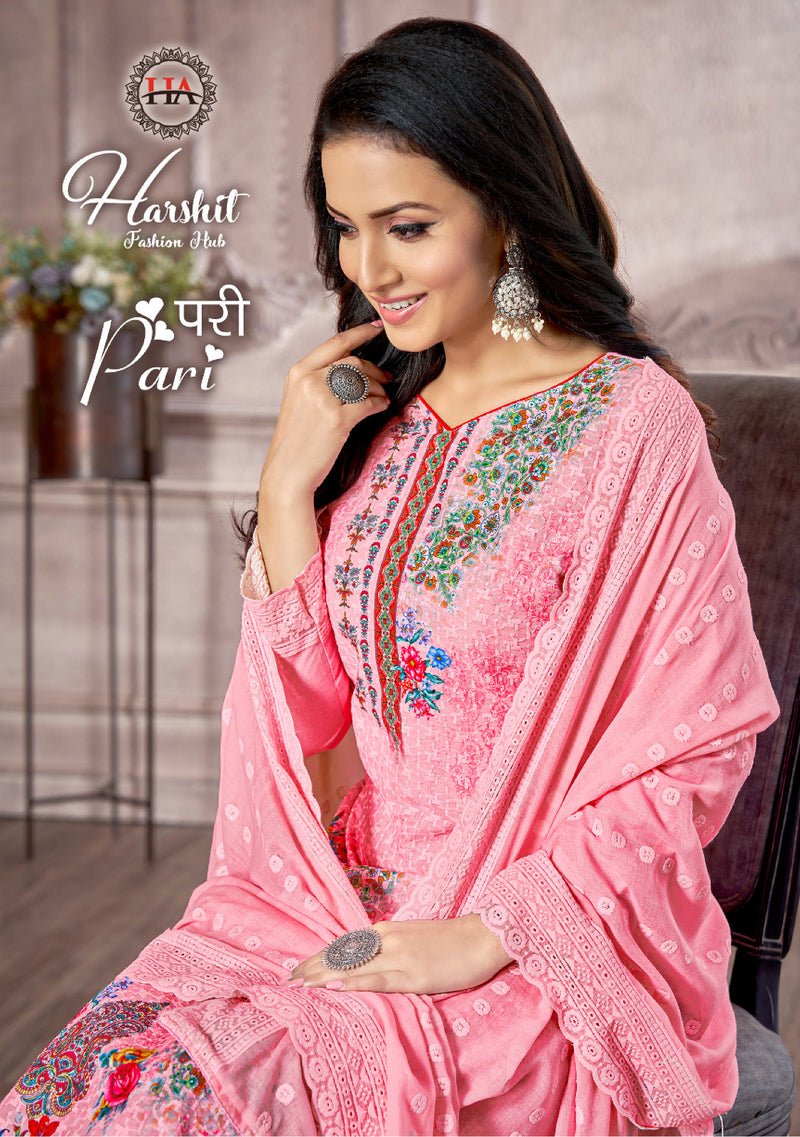 Harshit Fashion Hub Pari Cotton Chiffli With Print & Swarovski Work Suits