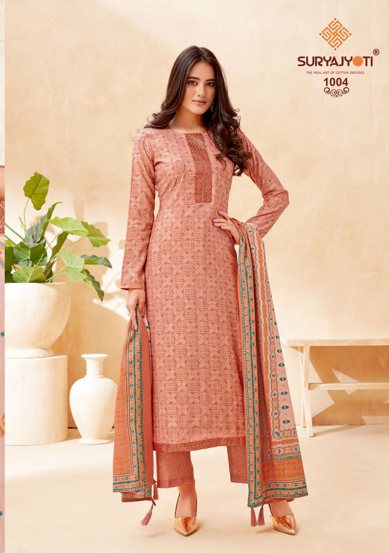 Suryajyoti Pari Vol 1 Modal Silk Foil Prints With Embroidery Work Suits