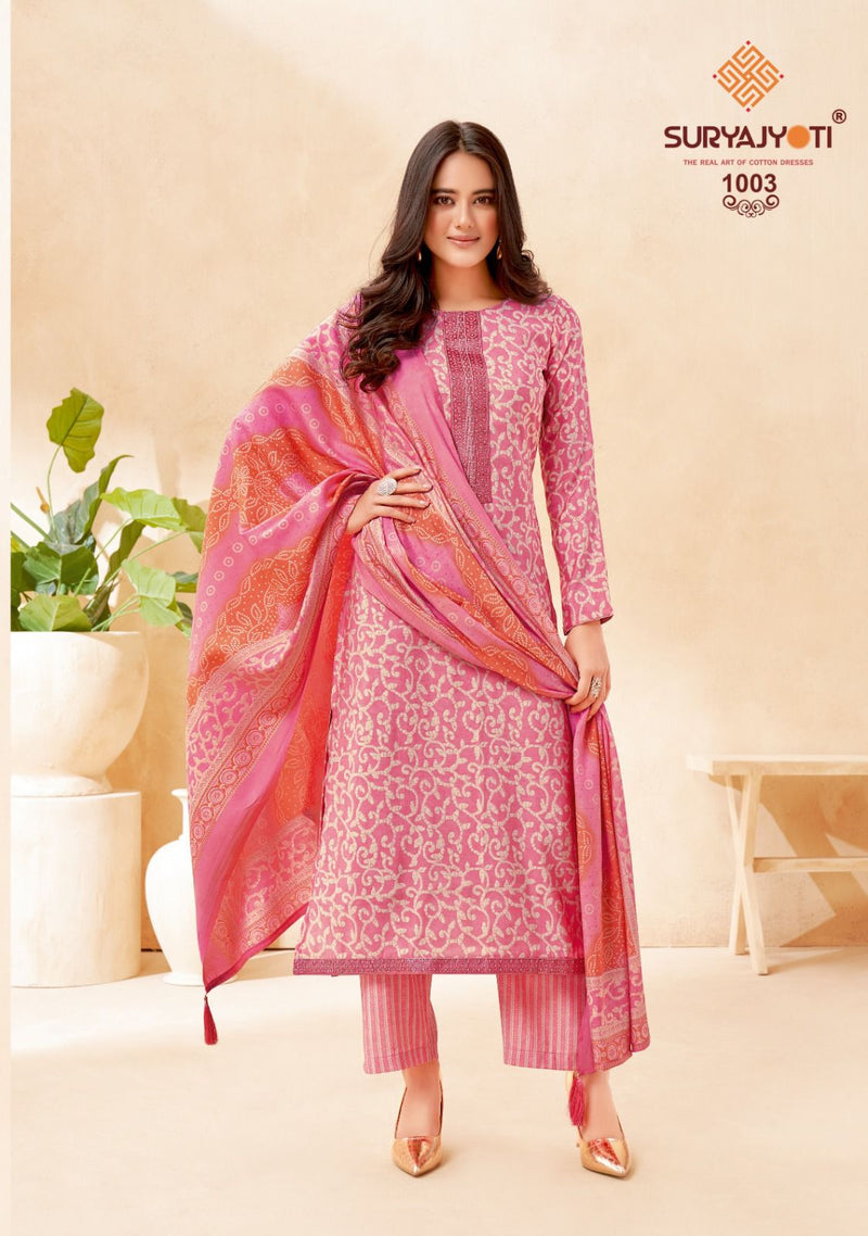 Suryajyoti Pari Vol 1 Modal Silk Foil Prints With Embroidery Work Suits
