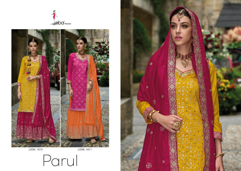 Eba Lifestyle Parul Silk With Embroidery Heavy Designer Suits
