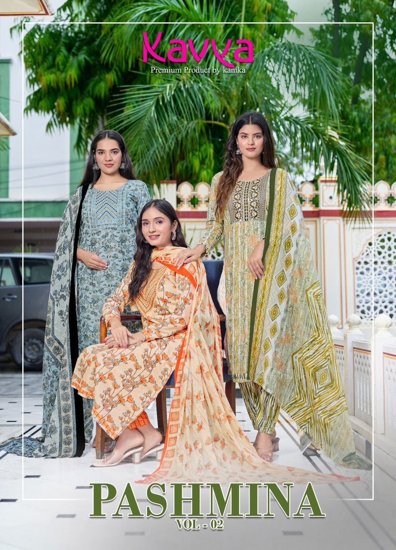 Kavya Pashmina Vol 2 Cotton Printed With Fancy Designer Kurti Combo Set