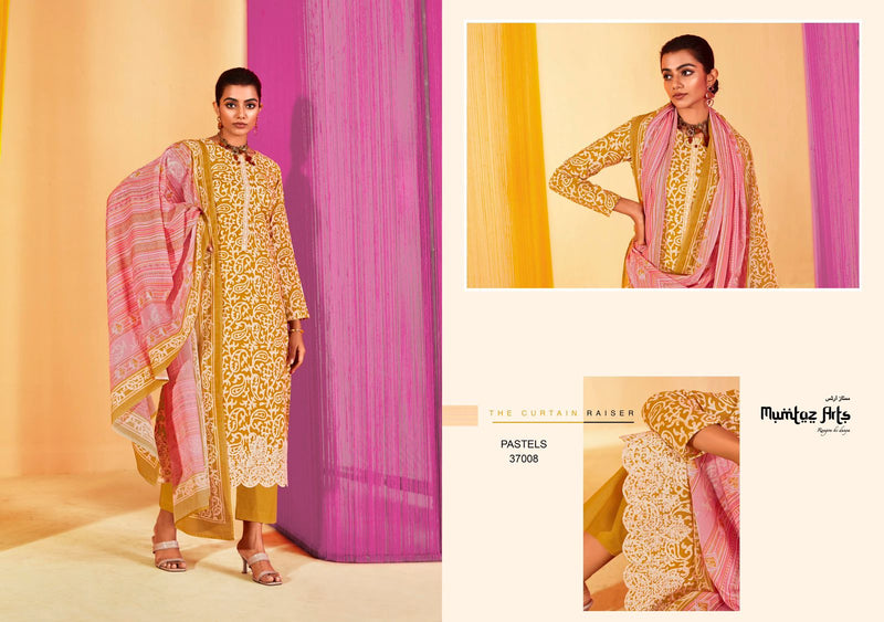 Mumtaz Arts Pastels Lawn Cotton Digital Print With Fancy Embroidery Work Suits