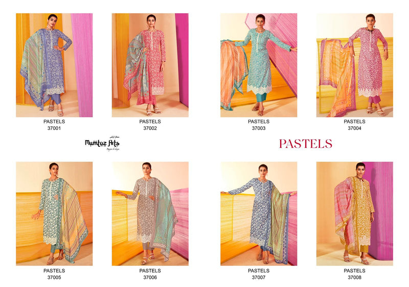 Mumtaz Arts Pastels Lawn Cotton Digital Print With Fancy Embroidery Work Suits
