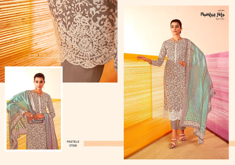 Mumtaz Arts Pastels Lawn Cotton Digital Print With Fancy Embroidery Work Suits