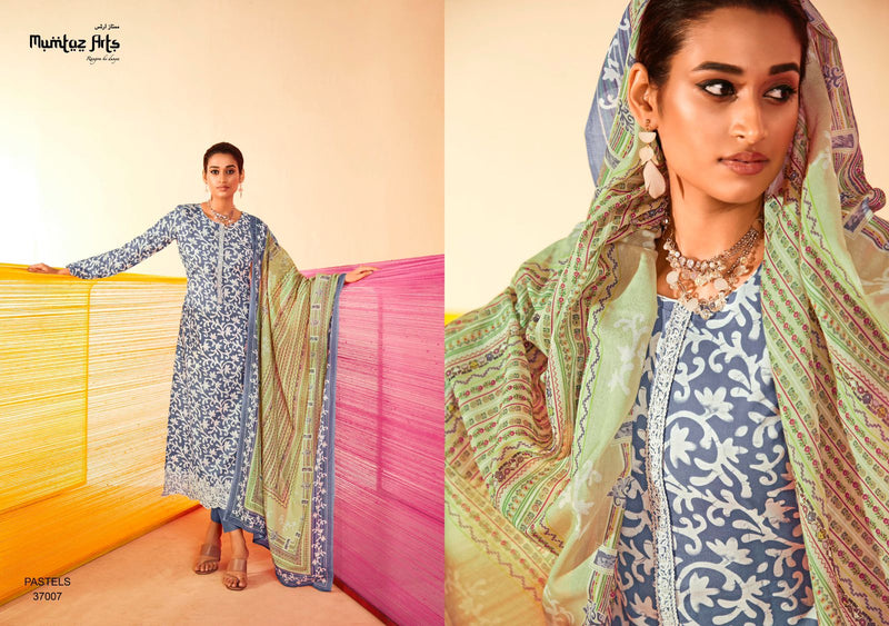 Mumtaz Arts Pastels Lawn Cotton Digital Print With Fancy Embroidery Work Suits