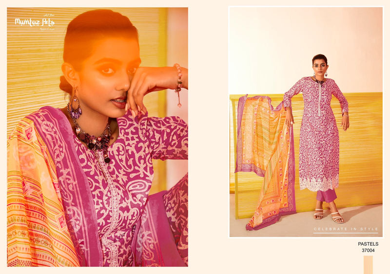 Mumtaz Arts Pastels Lawn Cotton Digital Print With Fancy Embroidery Work Suits