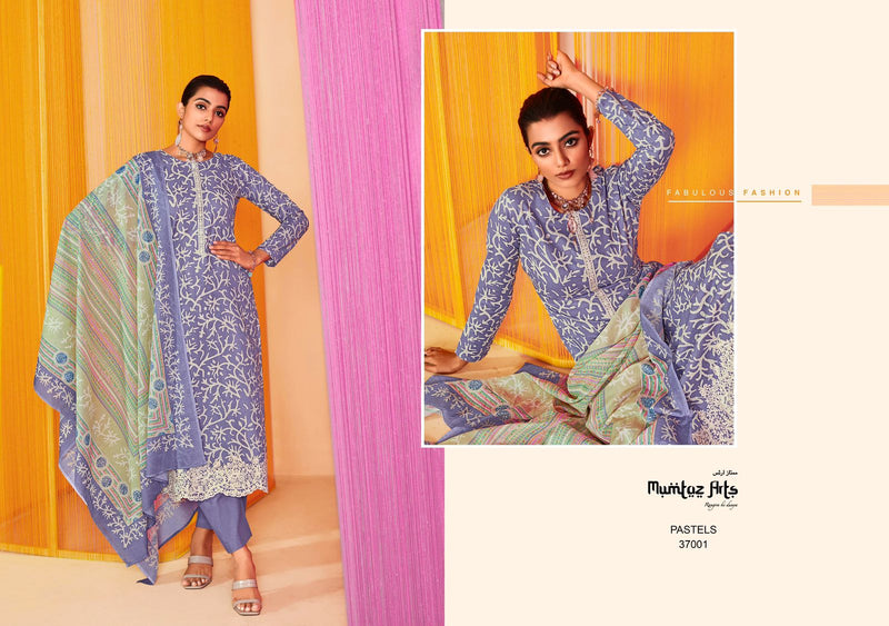 Mumtaz Arts Pastels Lawn Cotton Digital Print With Fancy Embroidery Work Suits