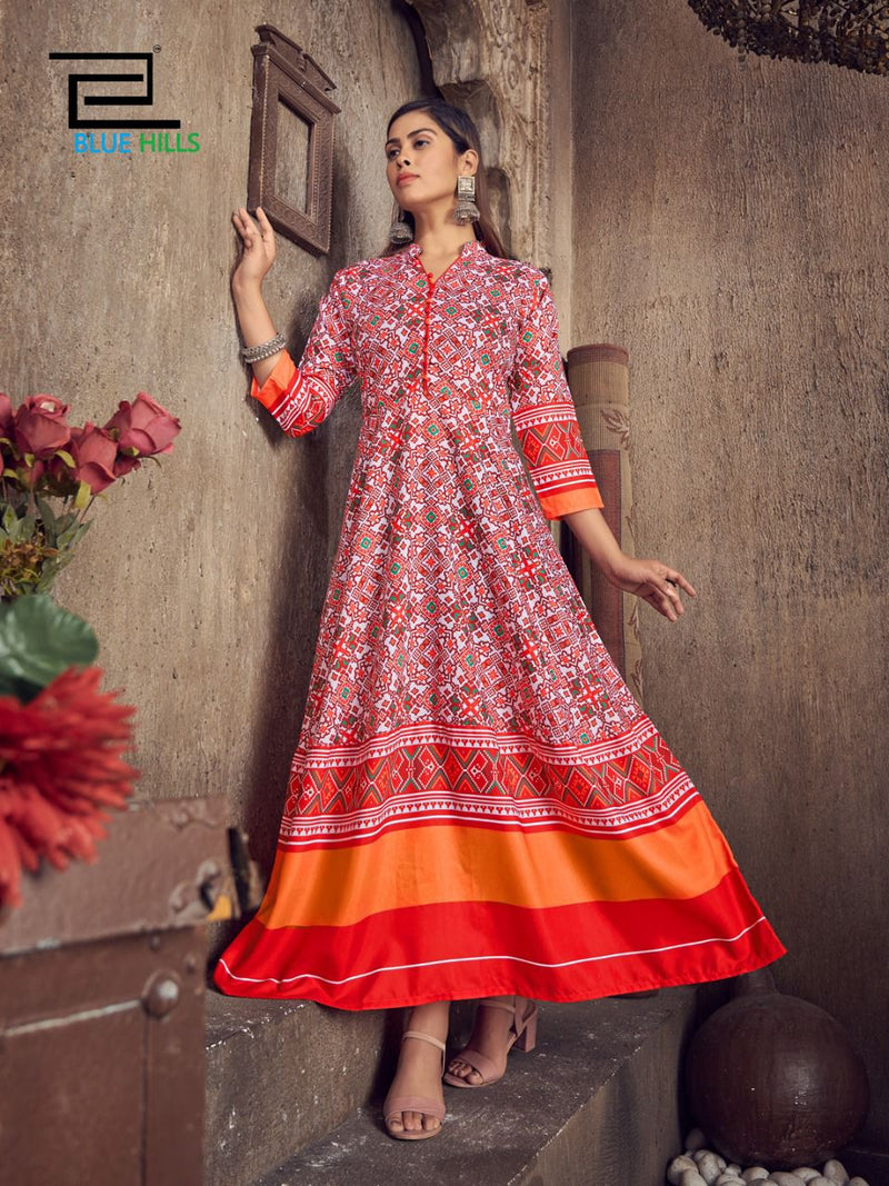 Blue Hills Patola Queen Muslin Digital Printed Daily Wear Fancy Kurti