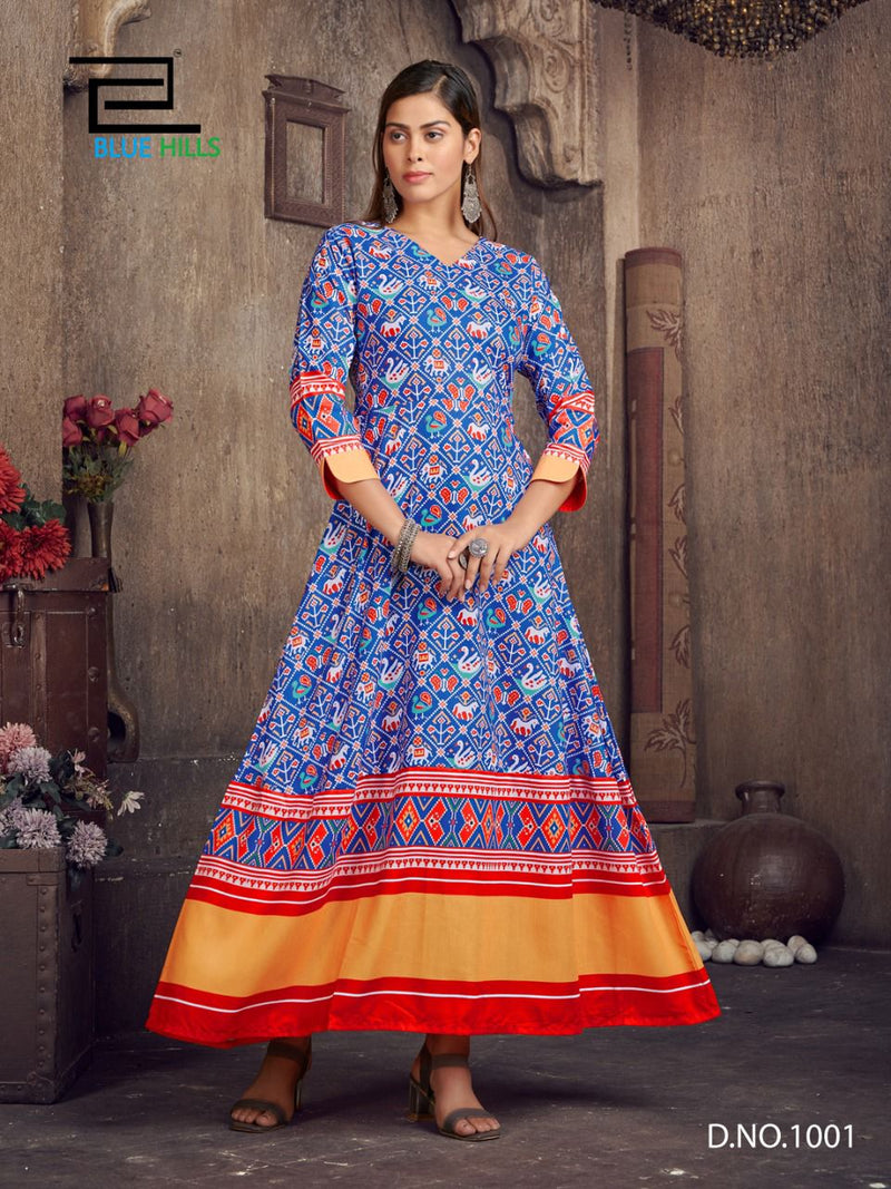 Blue Hills Patola Queen Muslin Digital Printed Daily Wear Fancy Kurti