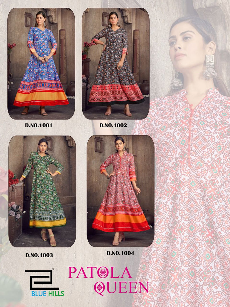 Blue Hills Patola Queen Muslin Digital Printed Daily Wear Fancy Kurti