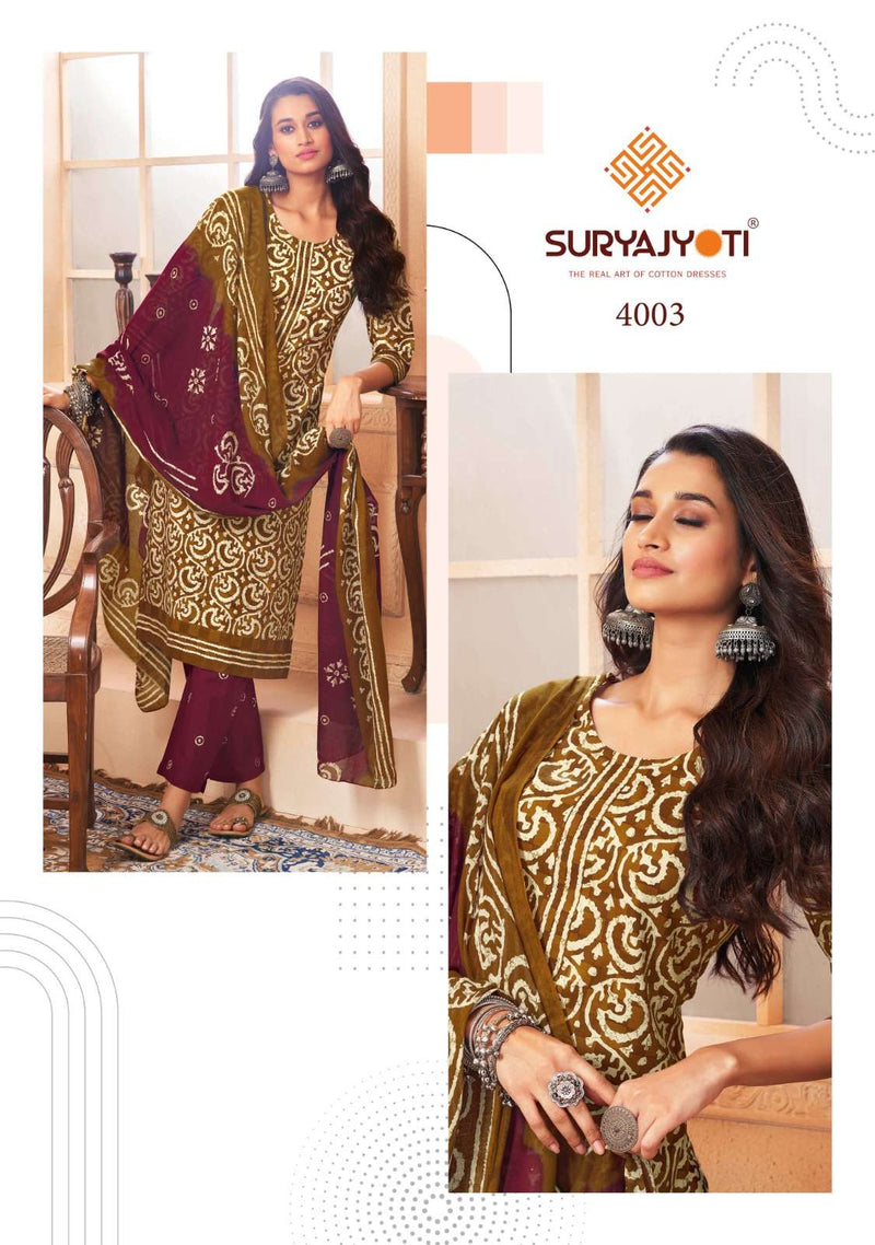 Suryajyoti Pehnava Vol 4 Cotton Cmbric Classic Look Designer Readymade Suits