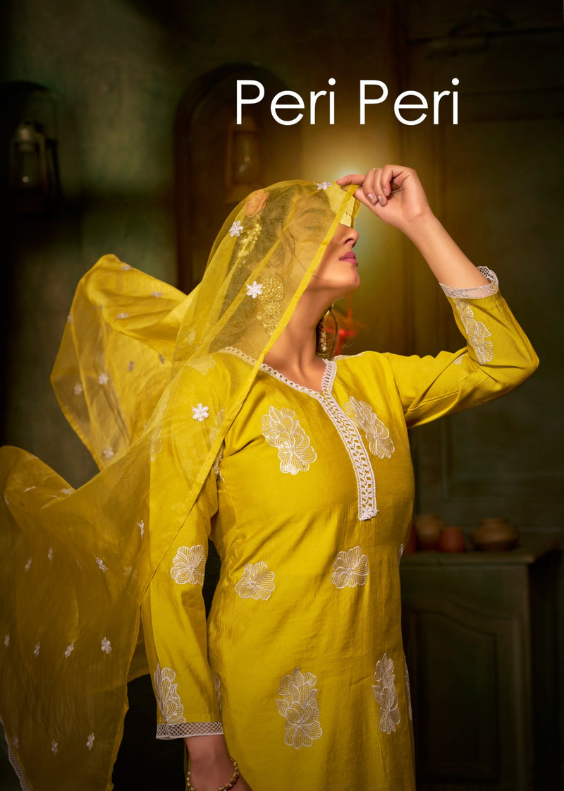 Banwery Fashion Peri Peri Silk Embroidery Designer Kurtis