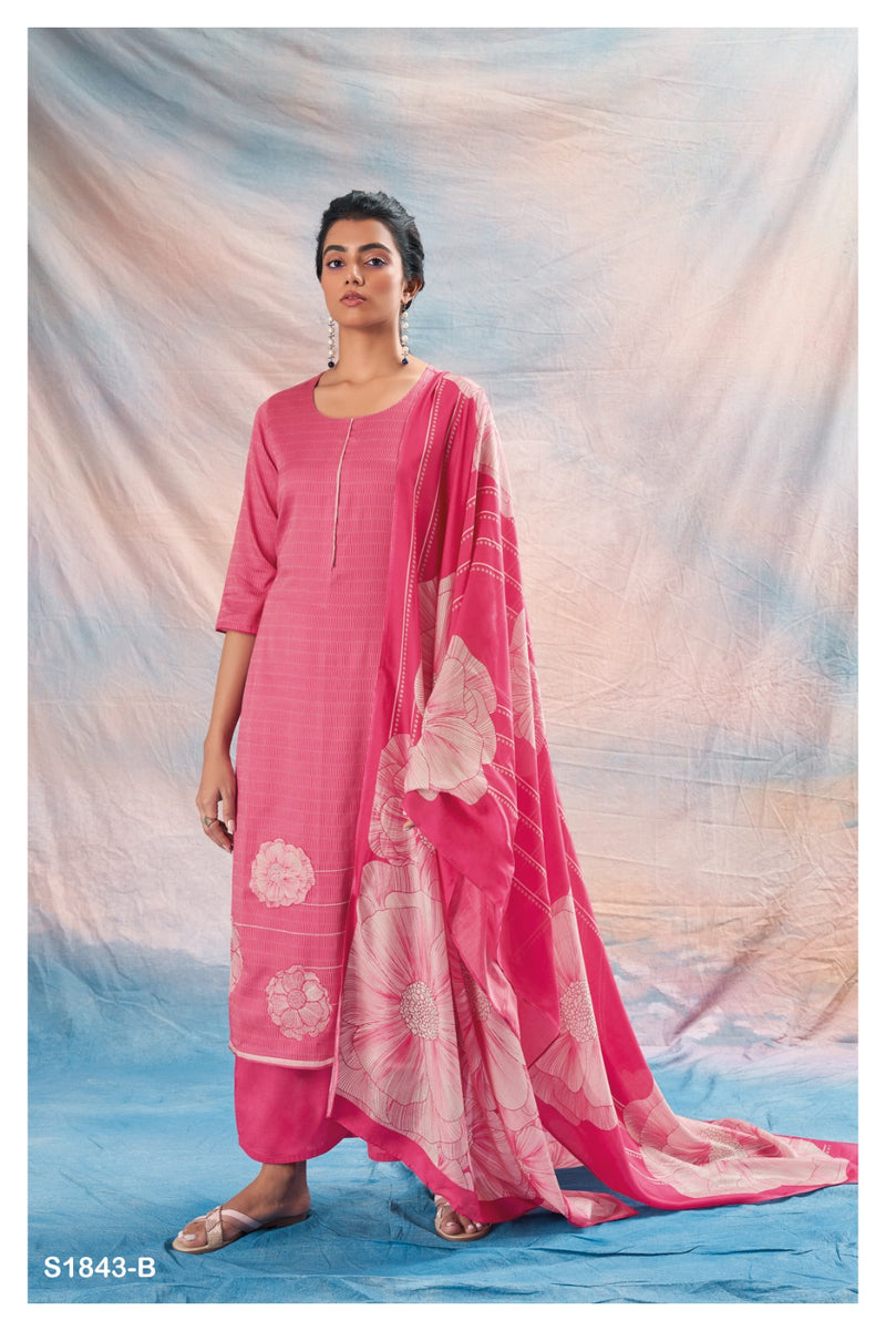 Ganga Phoenix 1843 Cotton Silk Printed With Embroidery And Swarovski Work Suits