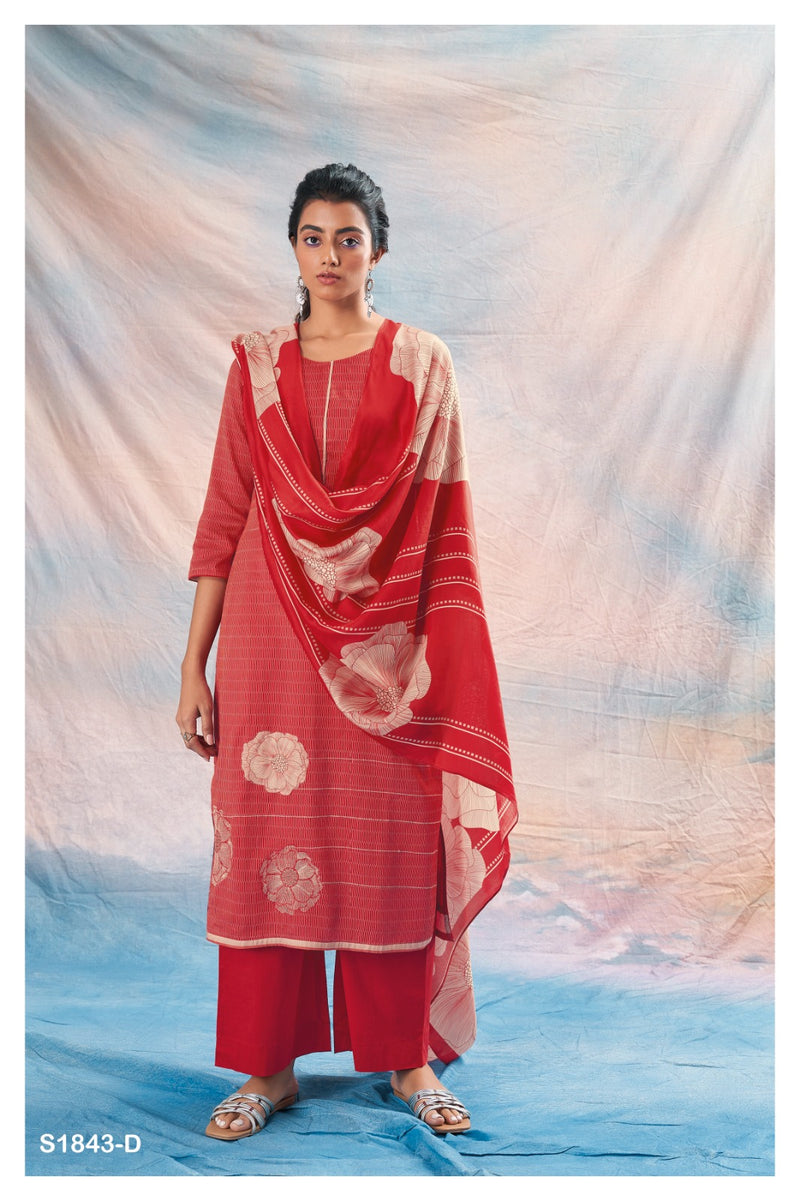 Ganga Phoenix 1843 Cotton Silk Printed With Embroidery And Swarovski Work Suits