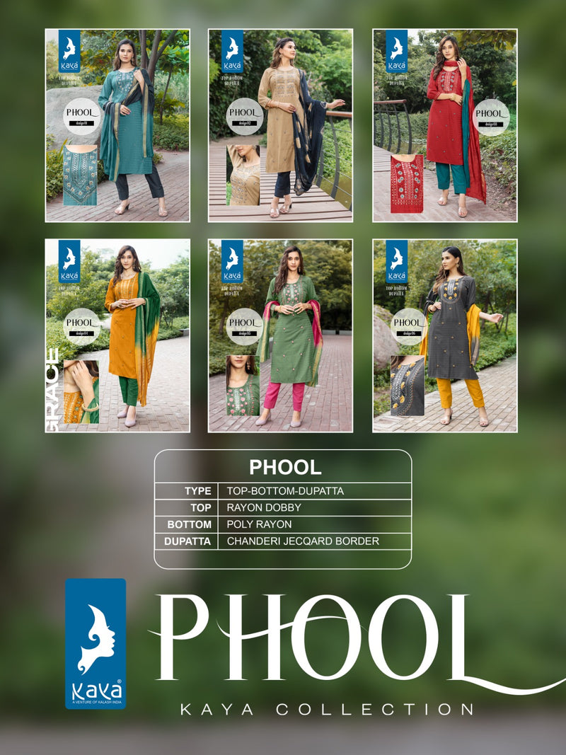 Kaya Creation Phool Rayon Exclusive Embroidery Designer Kurtis