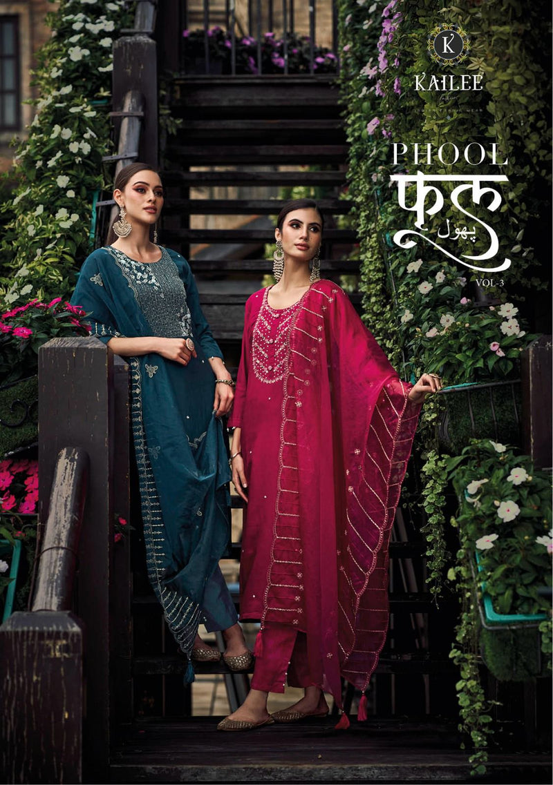 Kalki Fashion Phool Vol 3 Viscose Silk Hand Work Designer Style Kurti Pant & Dupatta Set