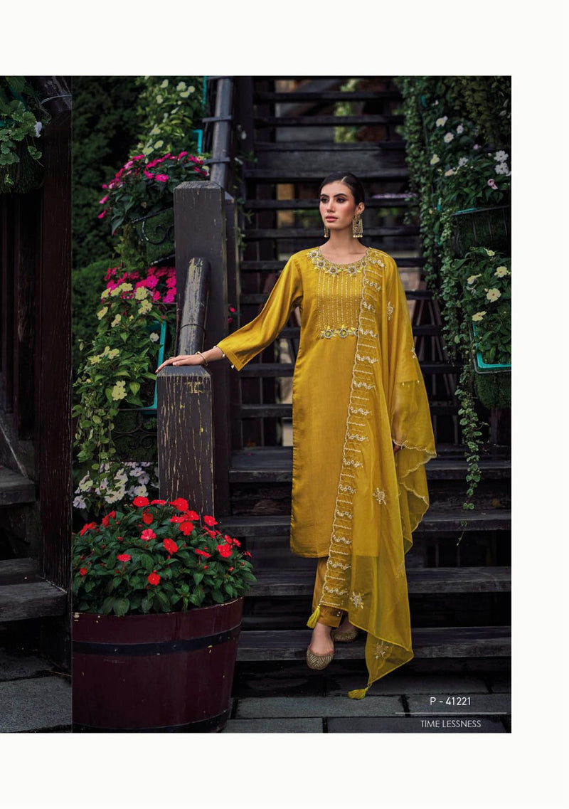Kalki Fashion Phool Vol 3 Viscose Silk Hand Work Designer Style Kurti Pant & Dupatta Set