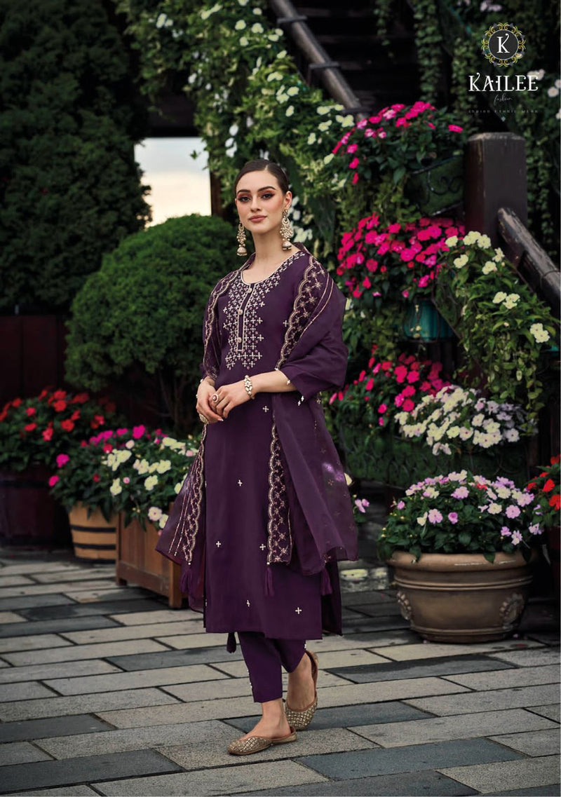 Kalki Fashion Phool Vol 3 Viscose Silk Hand Work Designer Style Kurti Pant & Dupatta Set