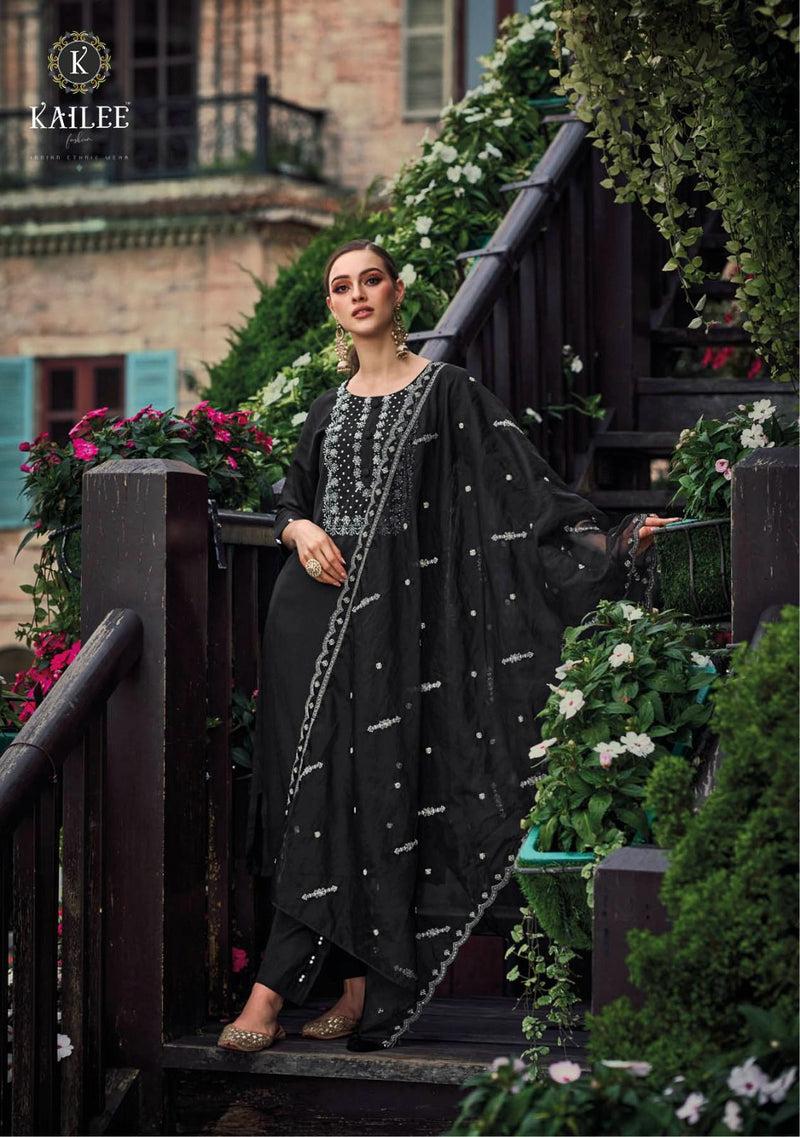 Kalki Fashion Phool Vol 3 Viscose Silk Hand Work Designer Style Kurti Pant & Dupatta Set