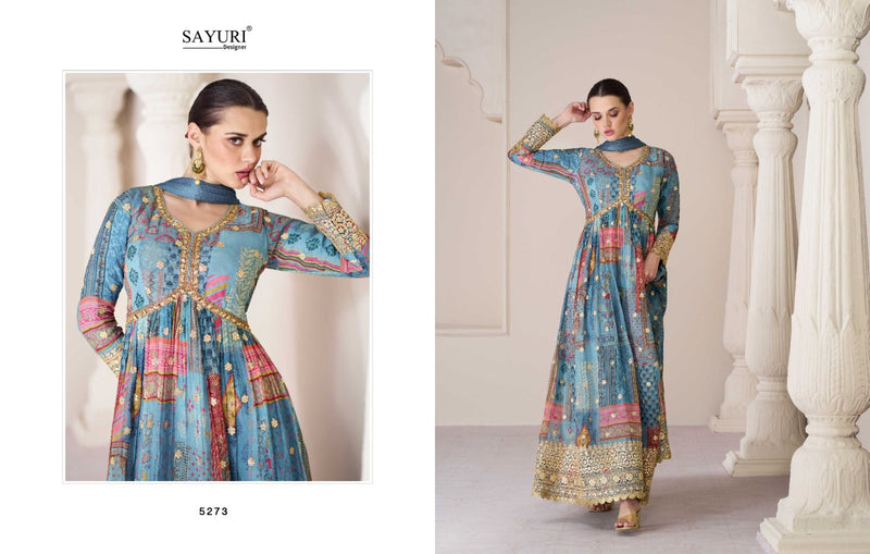 Sayuri Designer Phulaari Organza Silk Beautiful Designer Ready Made Long Gown Style Suits