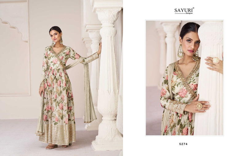 Sayuri Designer Phulaari Organza Silk Beautiful Designer Ready Made Long Gown Style Suits