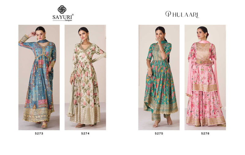 Sayuri Designer Phulaari Organza Silk Beautiful Designer Ready Made Long Gown Style Suits